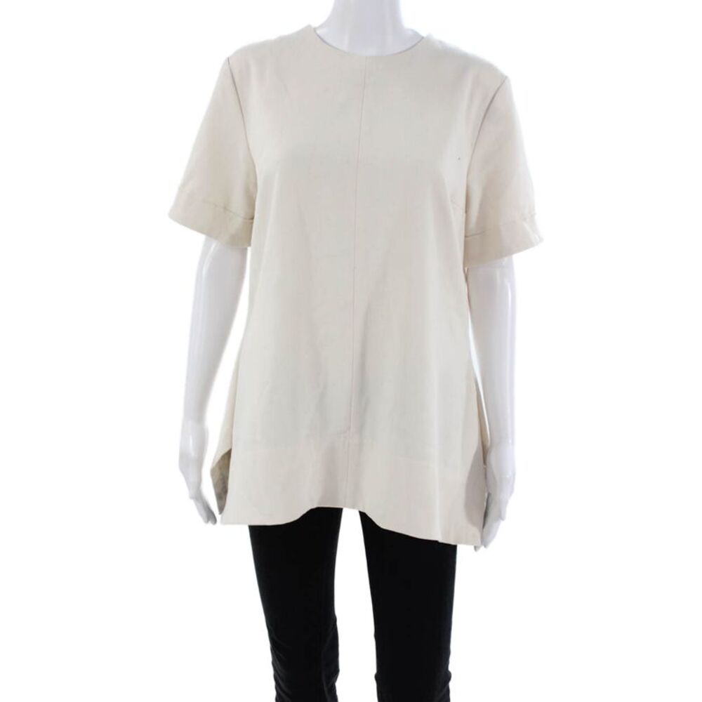Victoria Victoria Beckham Women Tunic Blouse Ivory Short Sleeve Size 8